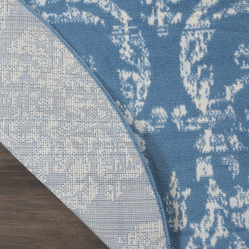 2' X 4' Blue Damask Power Loom Area Rug